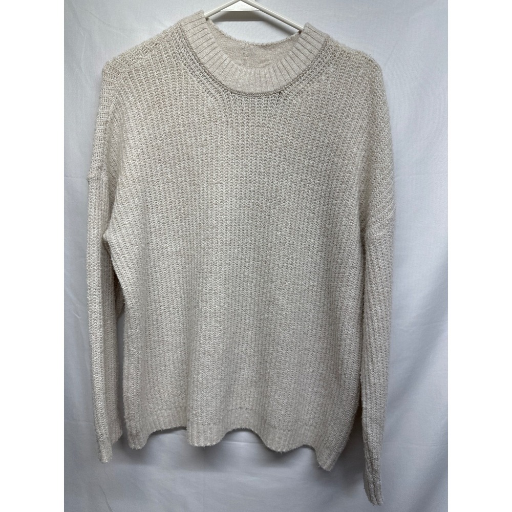 American Eagle Outfitters Cozy Knit Sweater Crew Neck Long Sleeve Light Beige XS